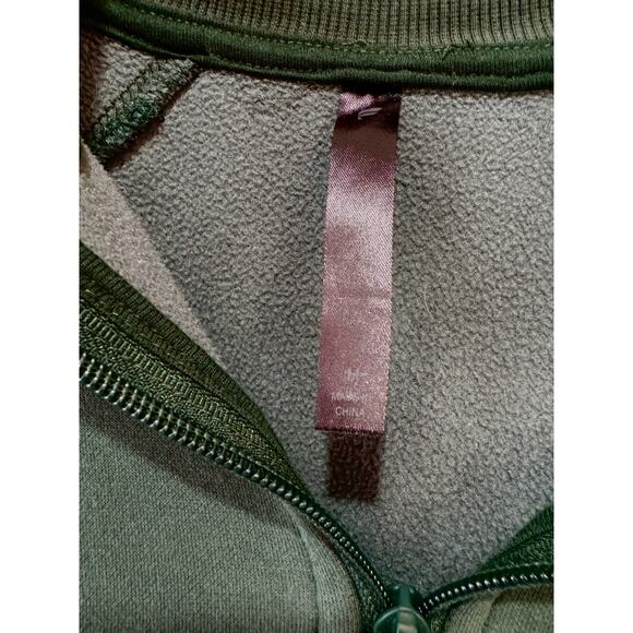 Fabletics green quarter zip sweatshirt size M pocket - Picture 2 of 5